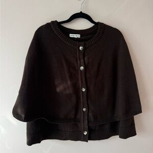 Daisy May Dark Brown Button-Front Knit Cape Cardigan